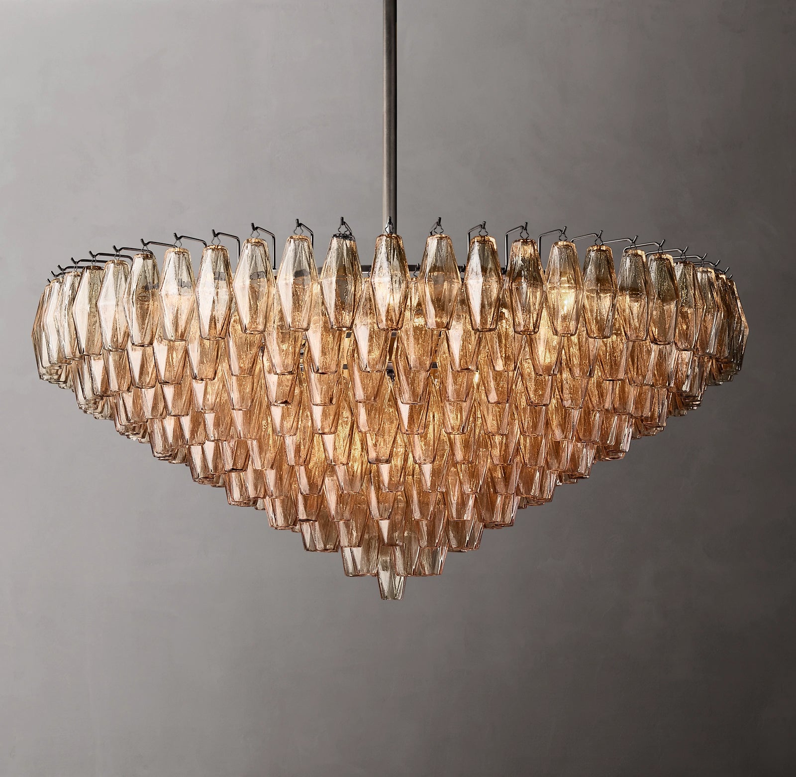 46 Inch Smoked Murano Glass Tiered Chandelier - Chiara