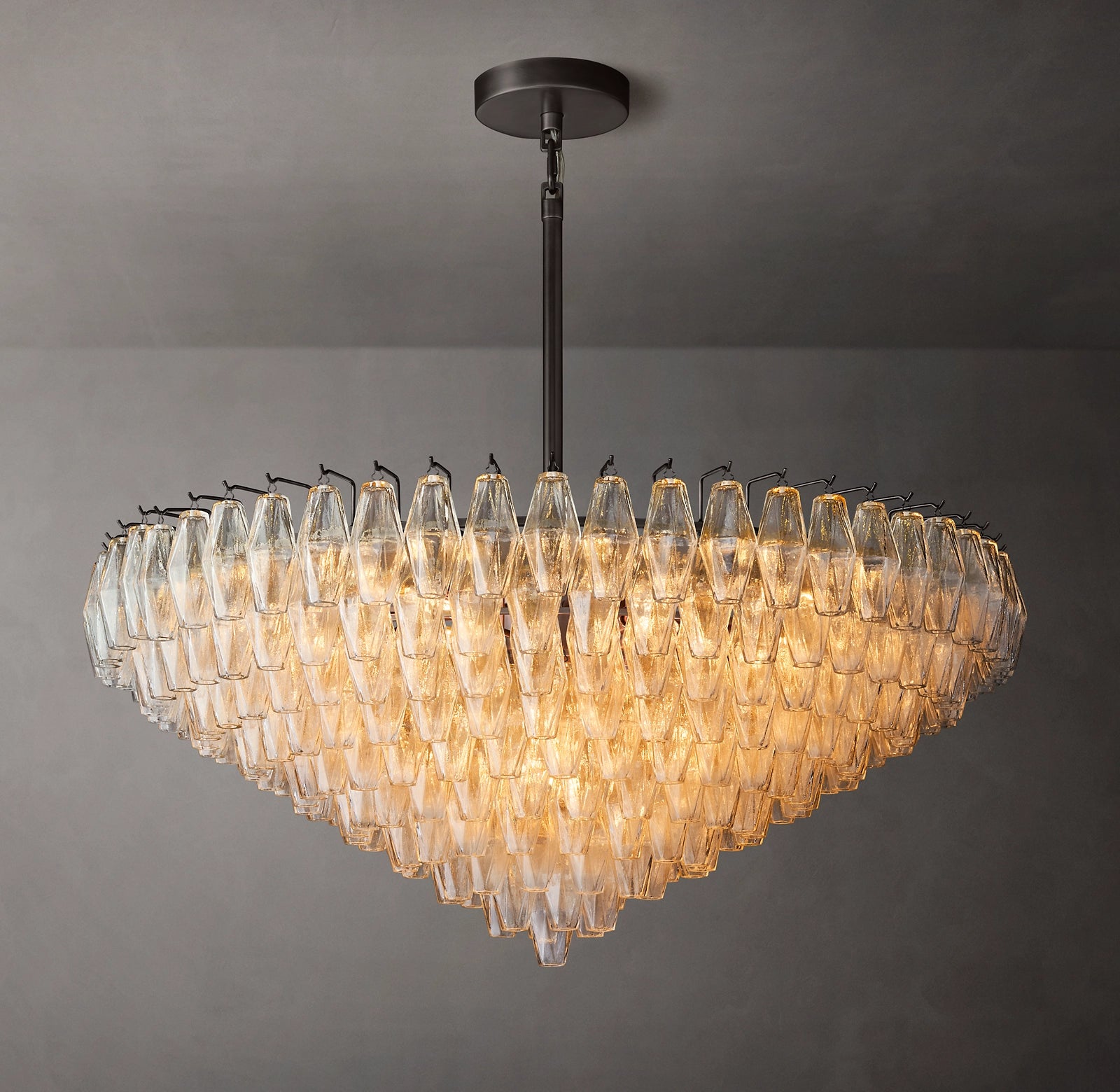 46 Inch Clear Murano Glass Tiered Chandelier - Chiara