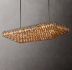 74 Inch Smoked Murano Glass Tiered Rectangular Chandelier - Chiara