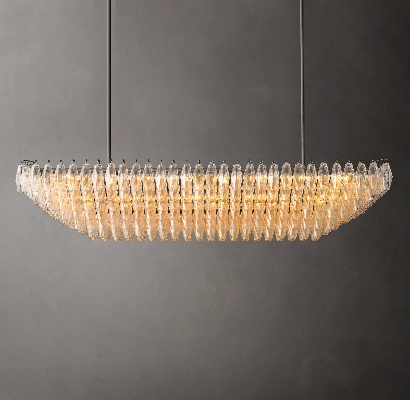 74 Inch Clear Murano Glass Tiered Rectangular Chandelier - Chiara