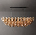 54 Inch Smoked Murano Glass Tiered Rectangular Chandelier - Chiara