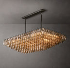 54 Inch Smoked Murano Glass Tiered Rectangular Chandelier - Chiara