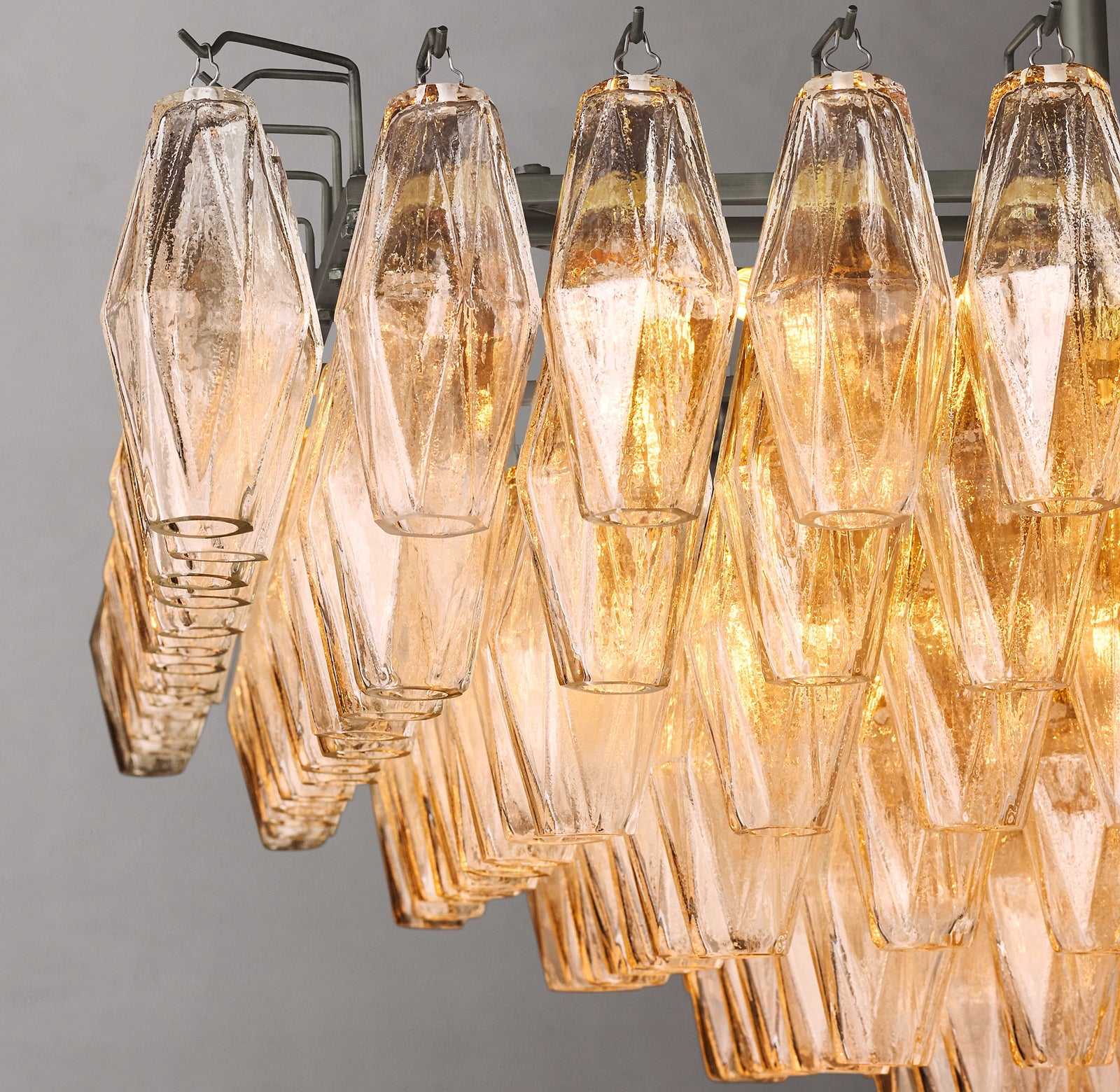 54 Inch Clear Murano Glass Tiered Rectangular Chandelier - Chiara