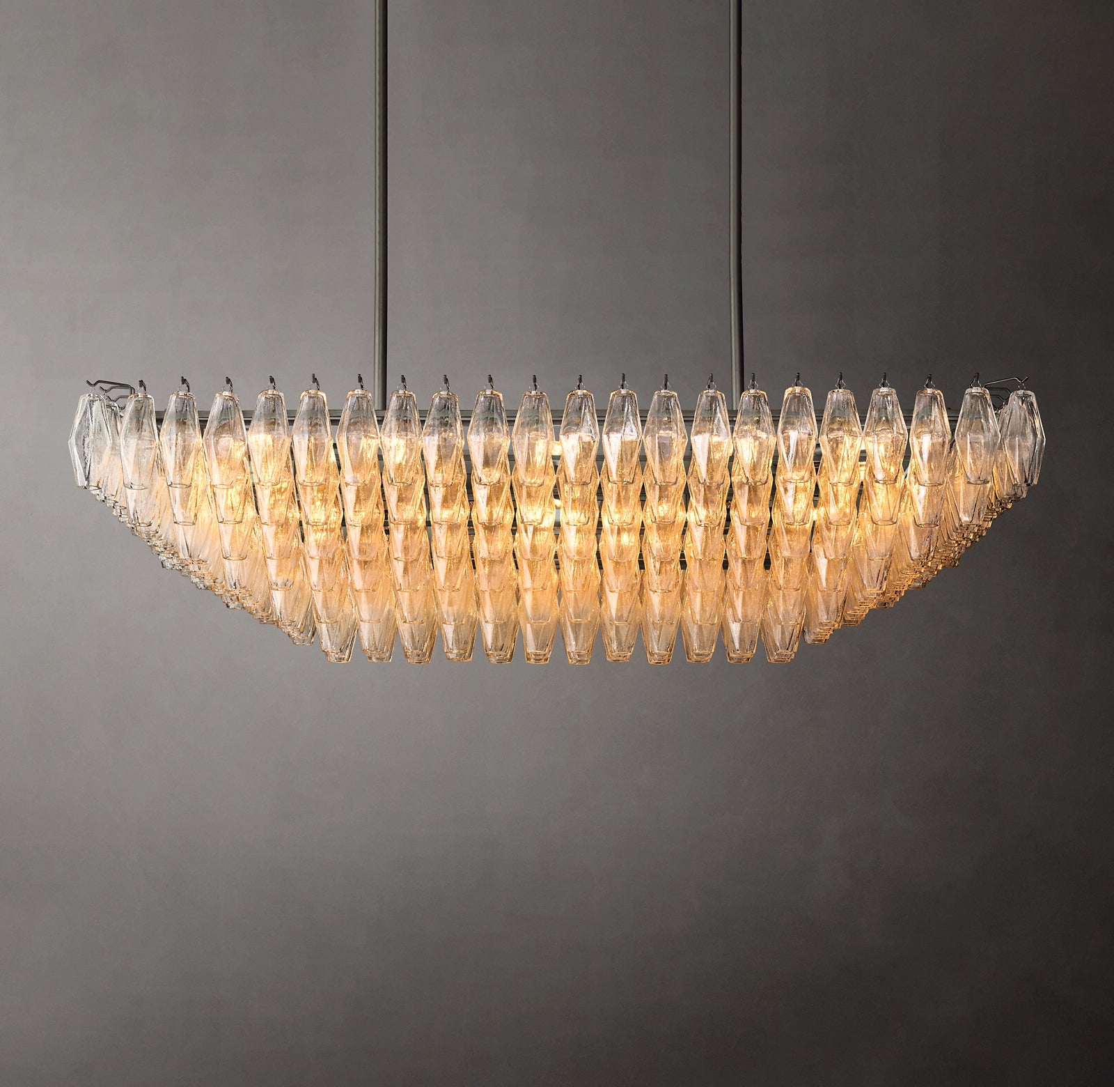 54 Inch Clear Murano Glass Tiered Rectangular Chandelier - Chiara
