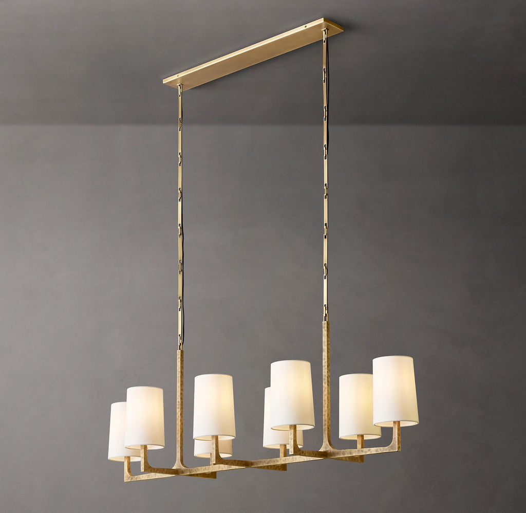 54 Inch Shaded Hammered Metal Linear Chandelier – Wright