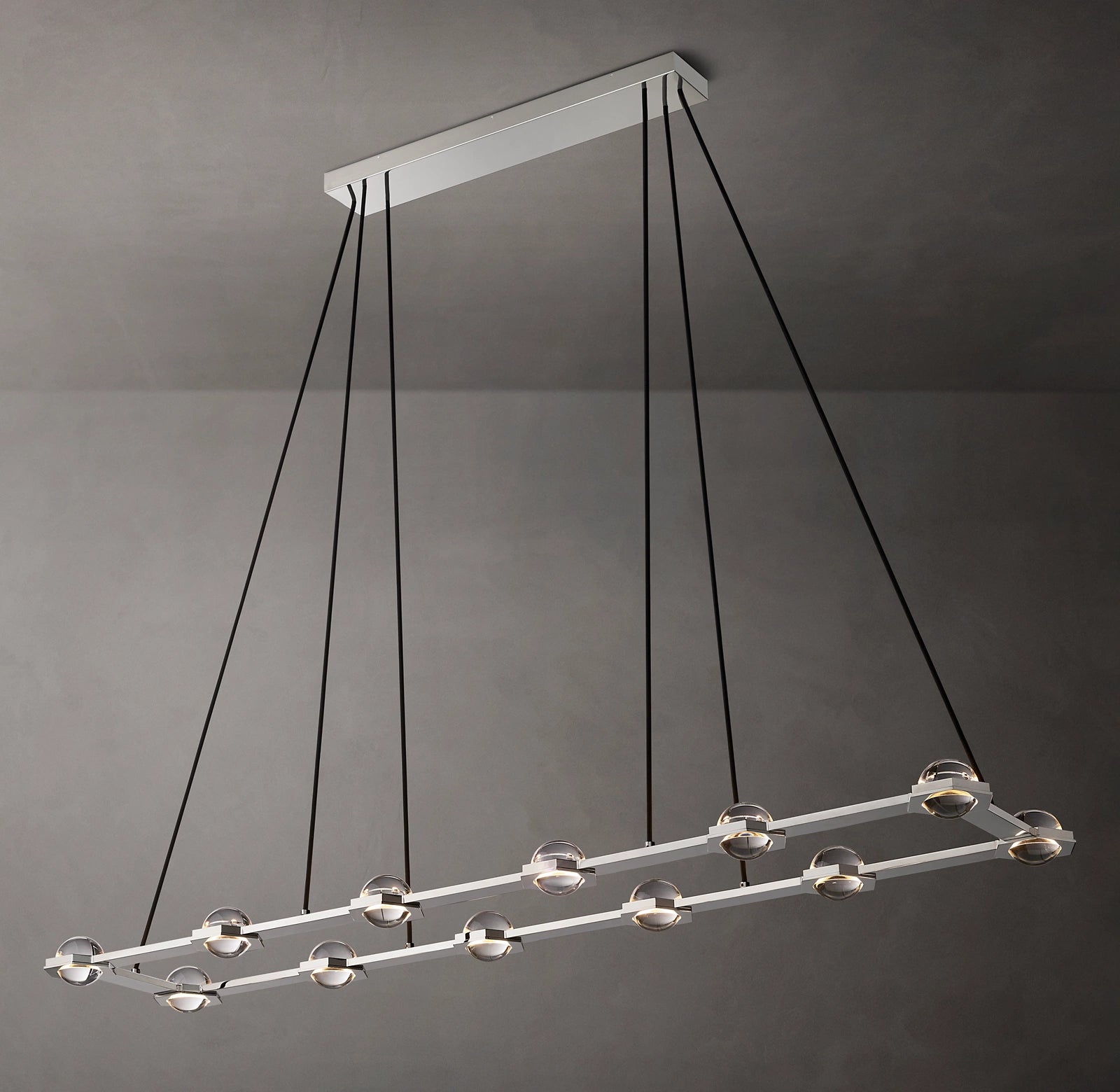 72 Inch Globe Crystal Rectangular Chandelier - Eclatant
