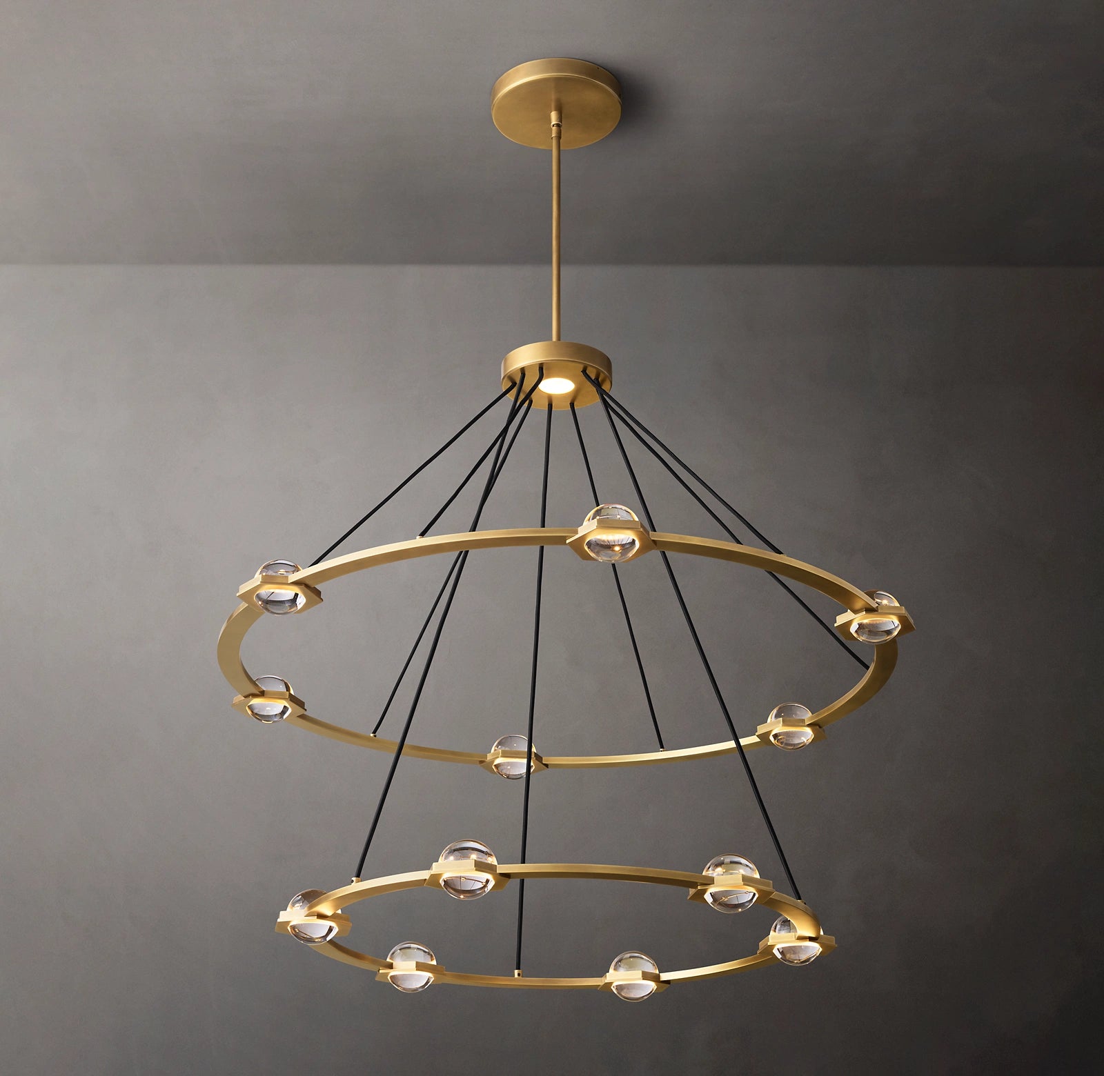 48 Inch Globe Crystal Tiered Ring Chandelier - Eclatant