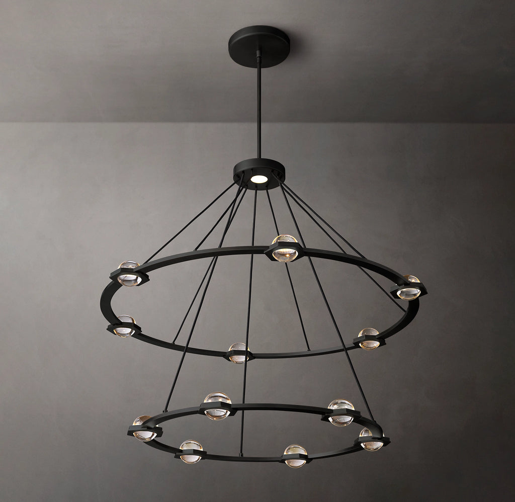 48 Inch Globe Crystal Tiered Ring Chandelier - Eclatant