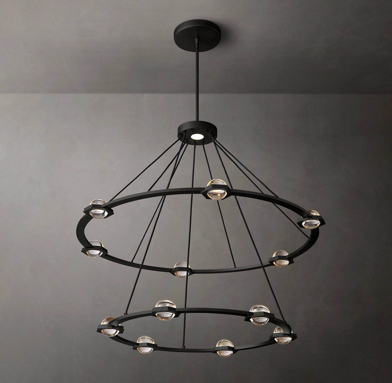 48 Inch Globe Crystal Tiered Ring Chandelier - Eclatant