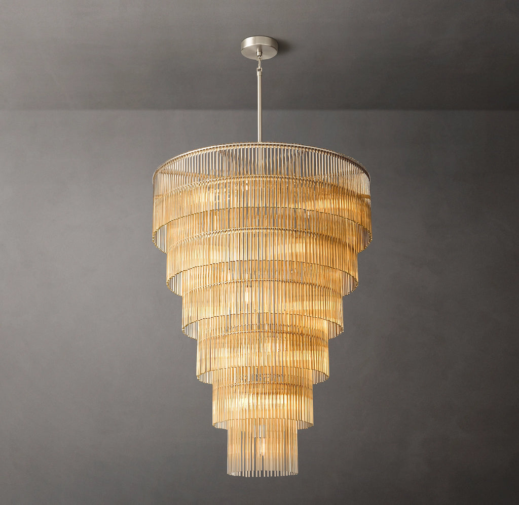 36 Inch Crystal Rod Tiered Chandelier - Amadeo