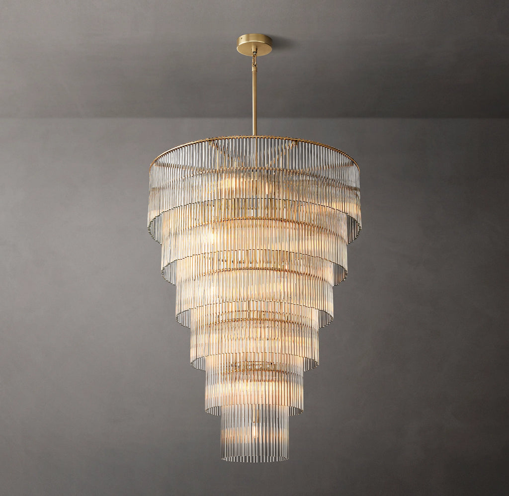 36 Inch Crystal Rod Tiered Chandelier - Amadeo