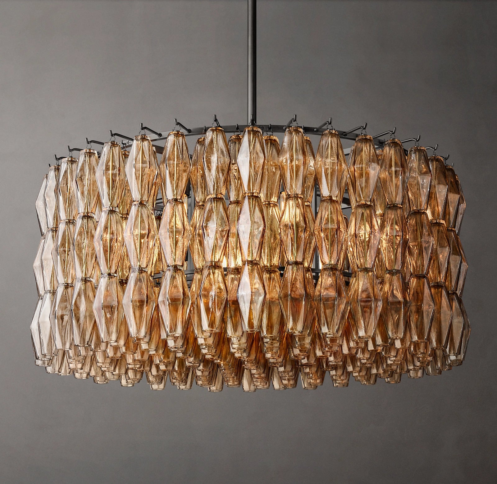 36 Inch Smoked Murano Glass Round Chandelier - Chiara