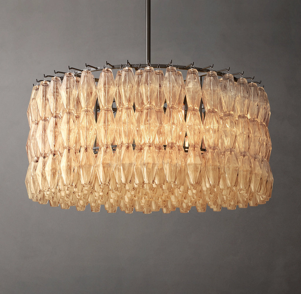36 Inch Clear Murano Glass Round Chandelier - Chiara