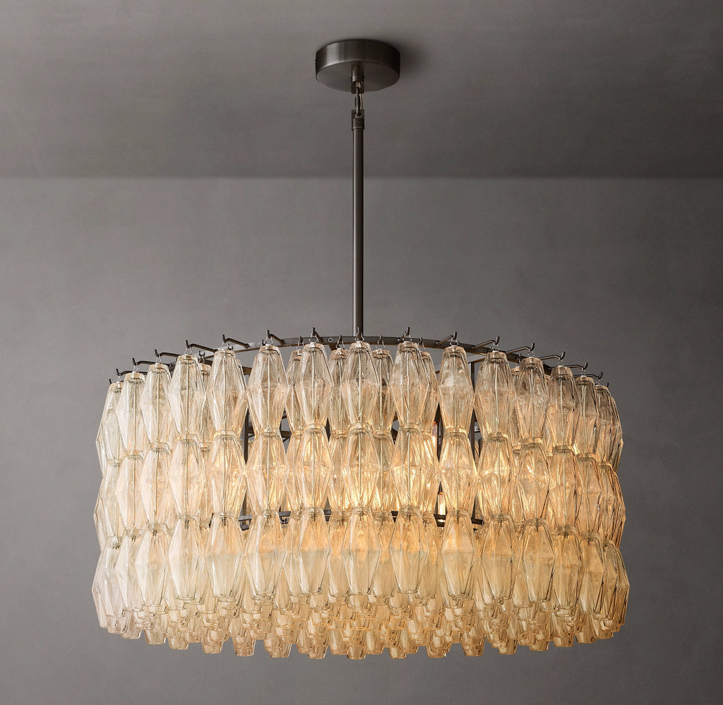 36 Inch Clear Murano Glass Round Chandelier - Chiara