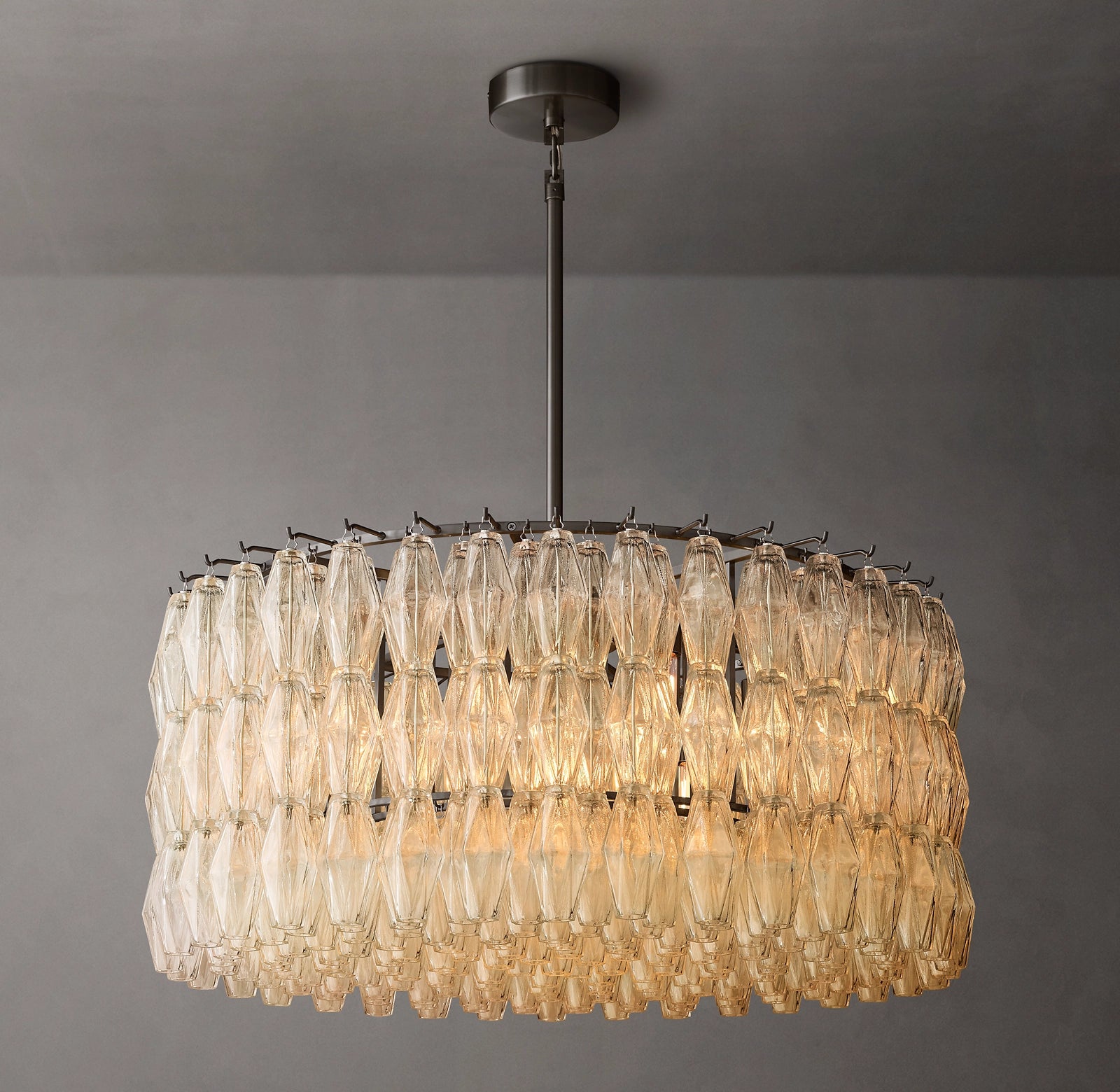 36 Inch Clear Murano Glass Round Chandelier - Chiara