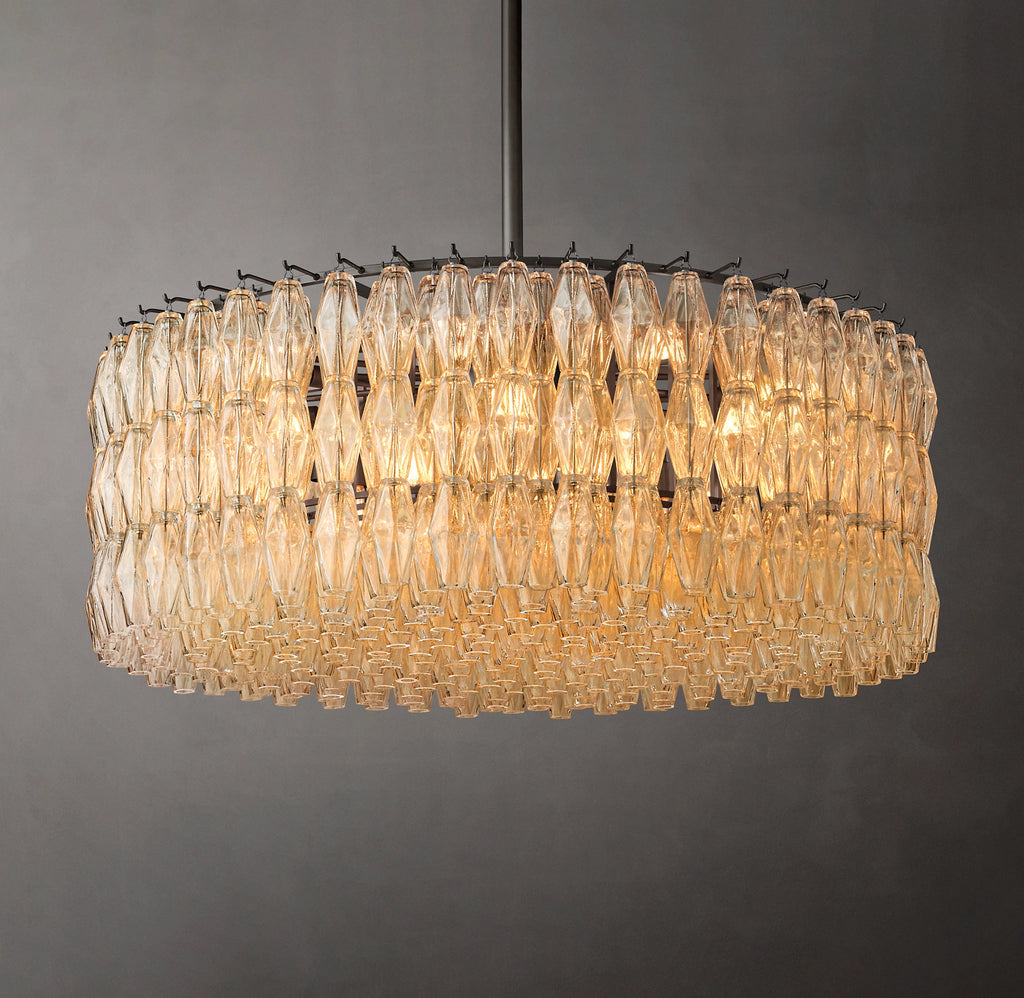 46 Inch Clear Murano Glass Round Chandelier - Chiara