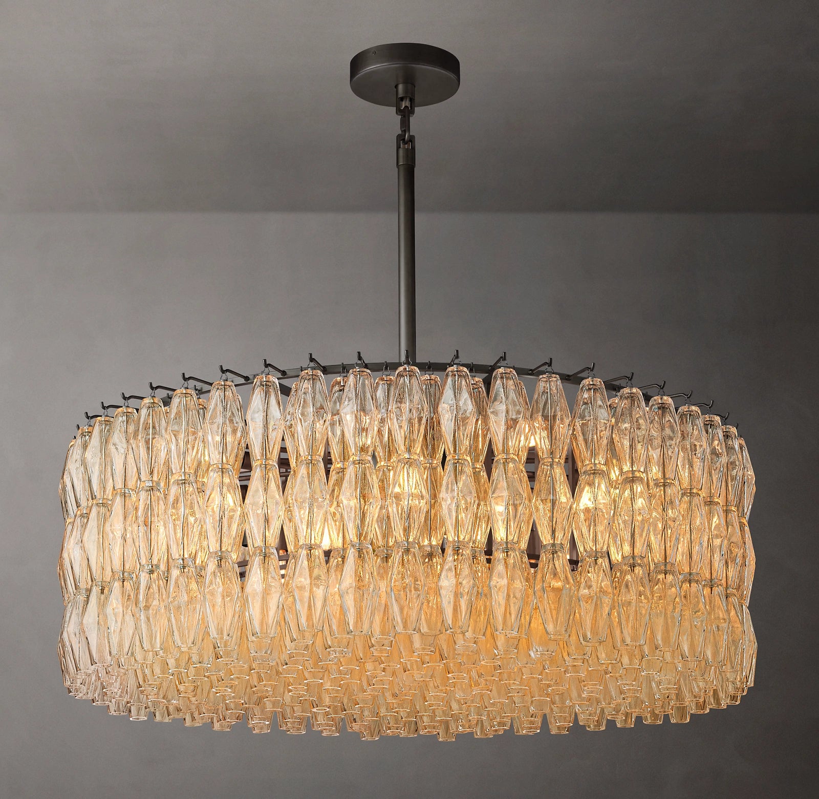 46 Inch Clear Murano Glass Round Chandelier - Chiara
