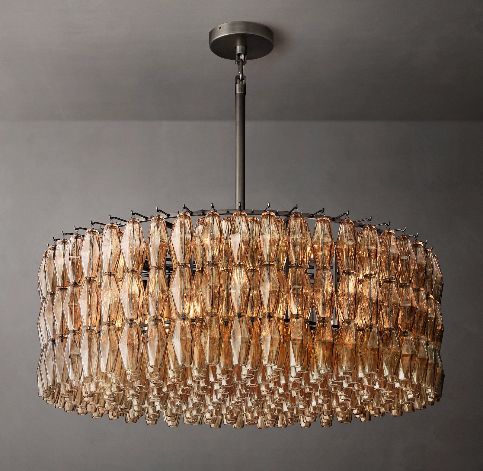 46 Inch Smoked Murano Glass Round Chandelier - Chiara