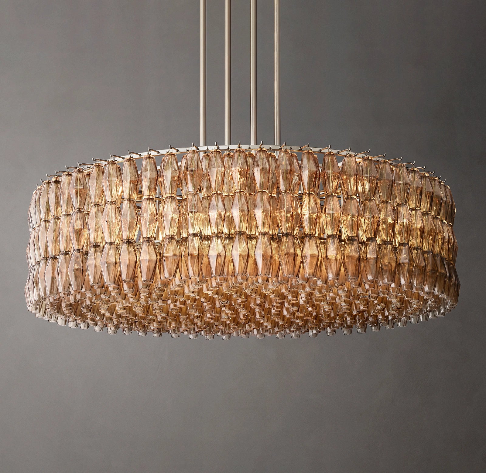 62 Inch Smoked Murano Glass Round Chandelier - Chiara