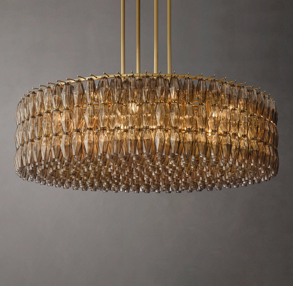 62 Inch Smoked Murano Glass Round Chandelier - Chiara