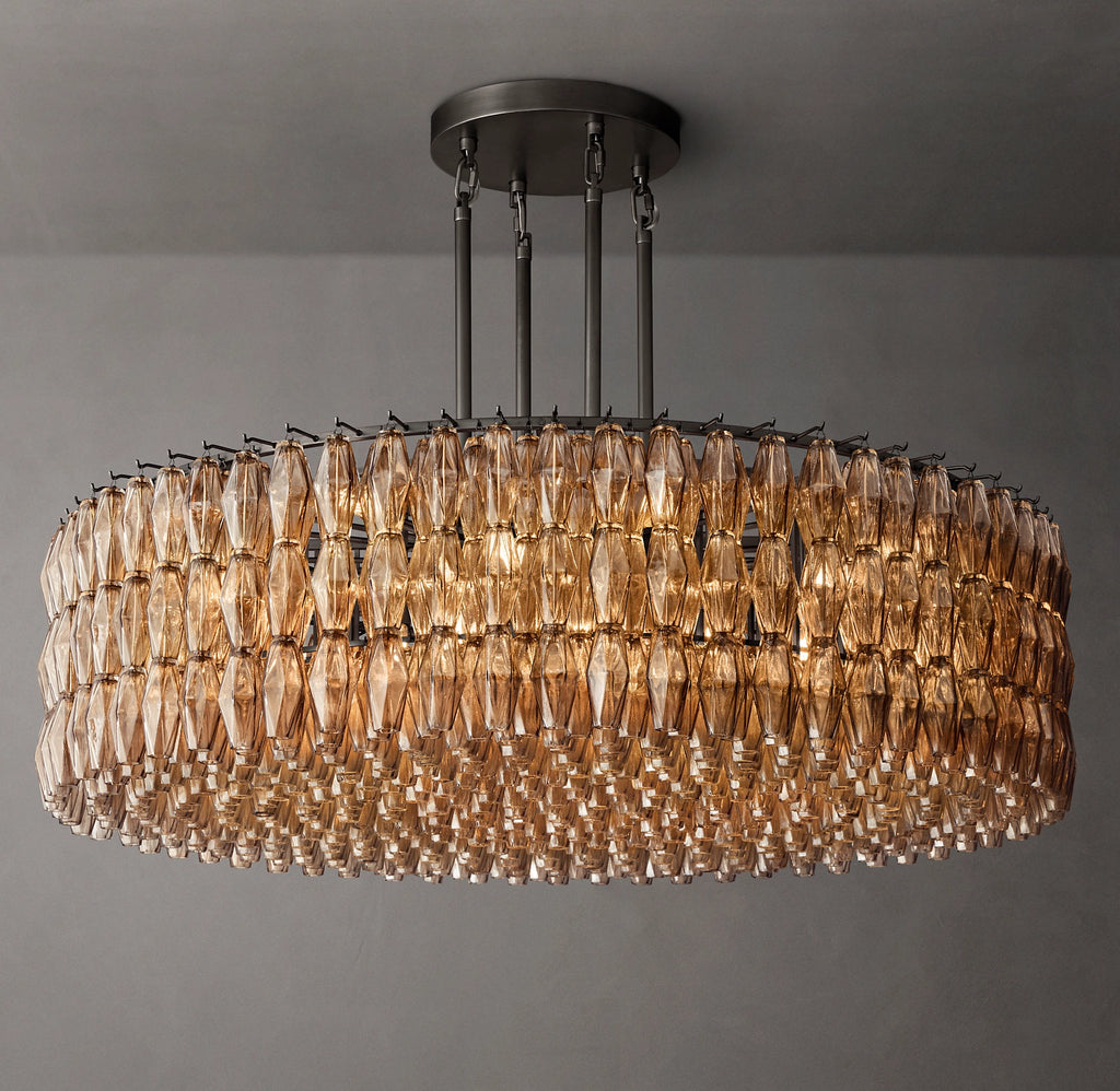 62 Inch Smoked Murano Glass Round Chandelier - Chiara