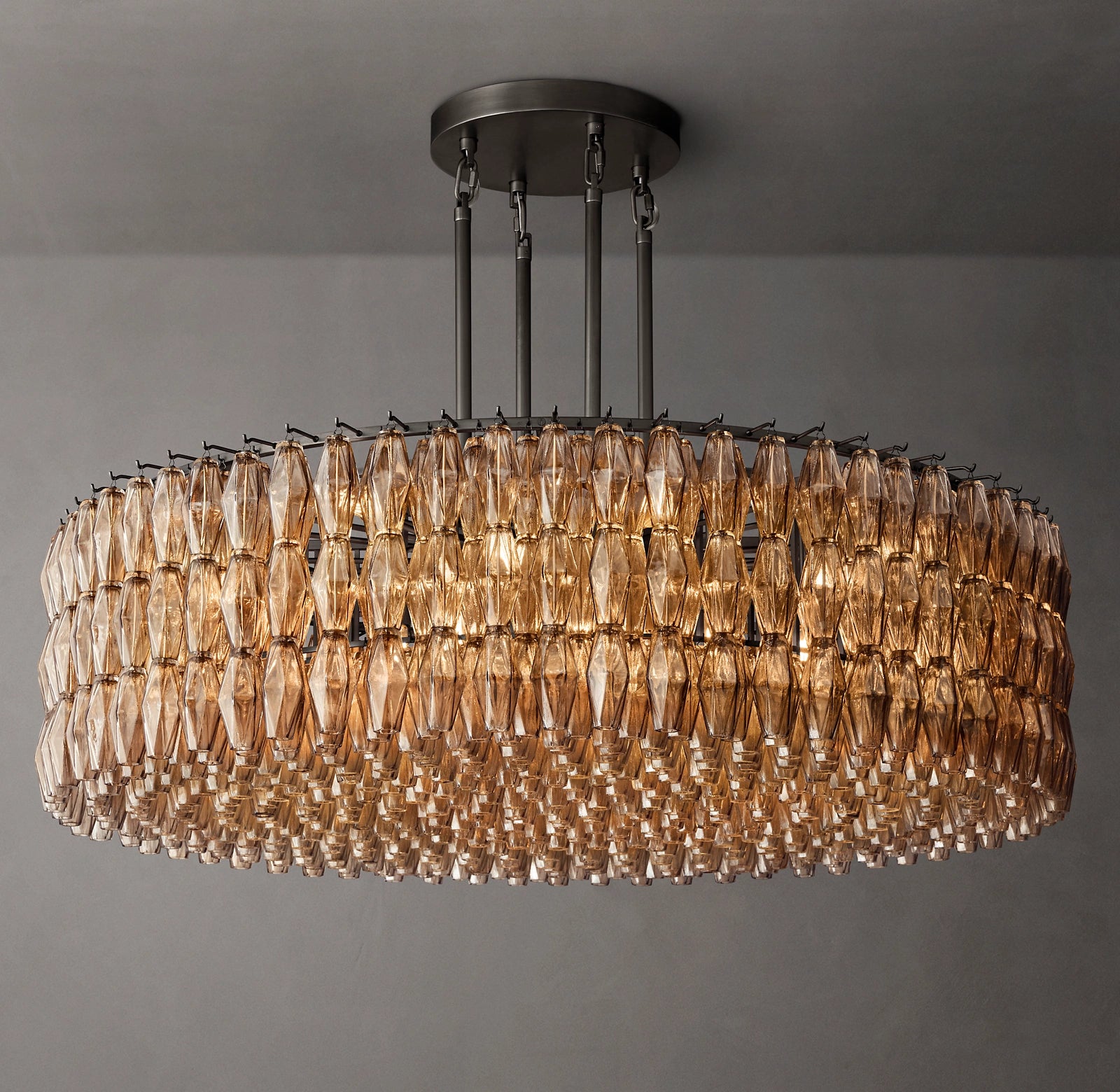 62 Inch Smoked Murano Glass Round Chandelier - Chiara