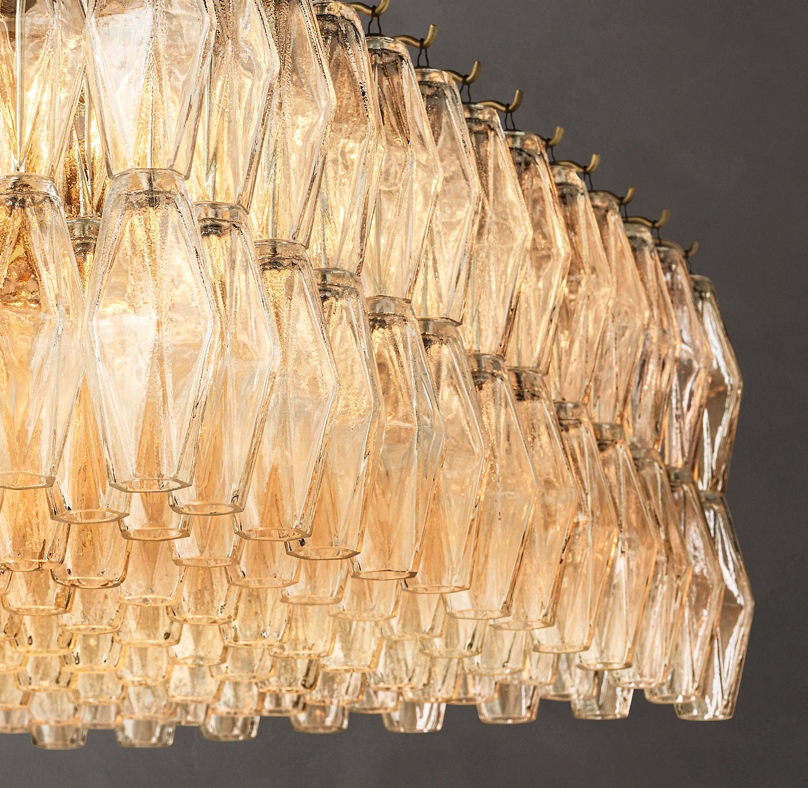 54 Inch Clear Murano Glass Rectangular Chandelier - Chiara