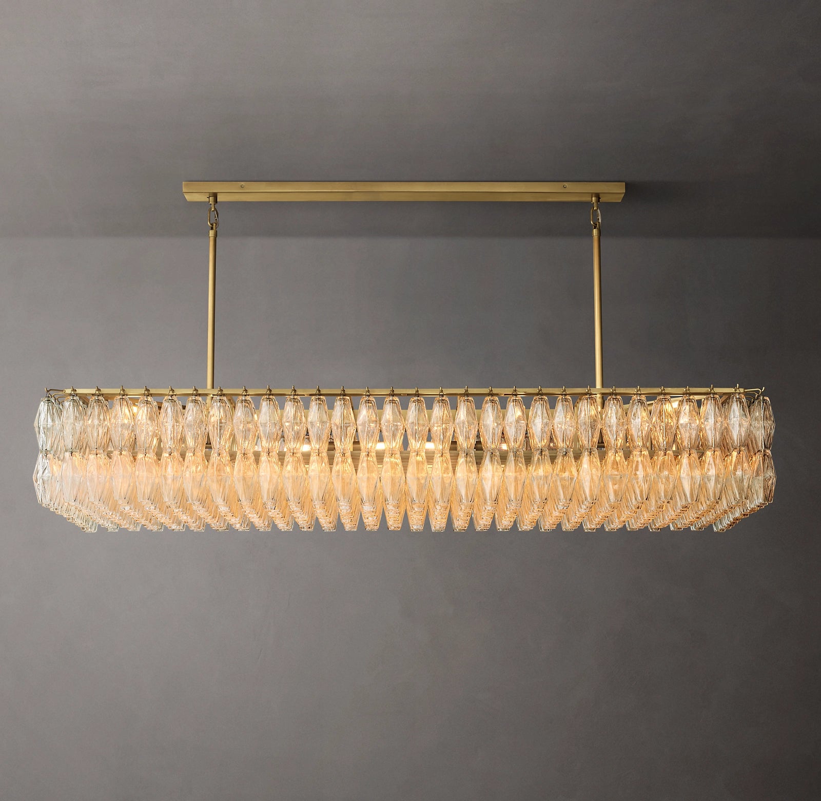 74 Inch Clear Murano Glass Rectangular Chandelier - Chiara