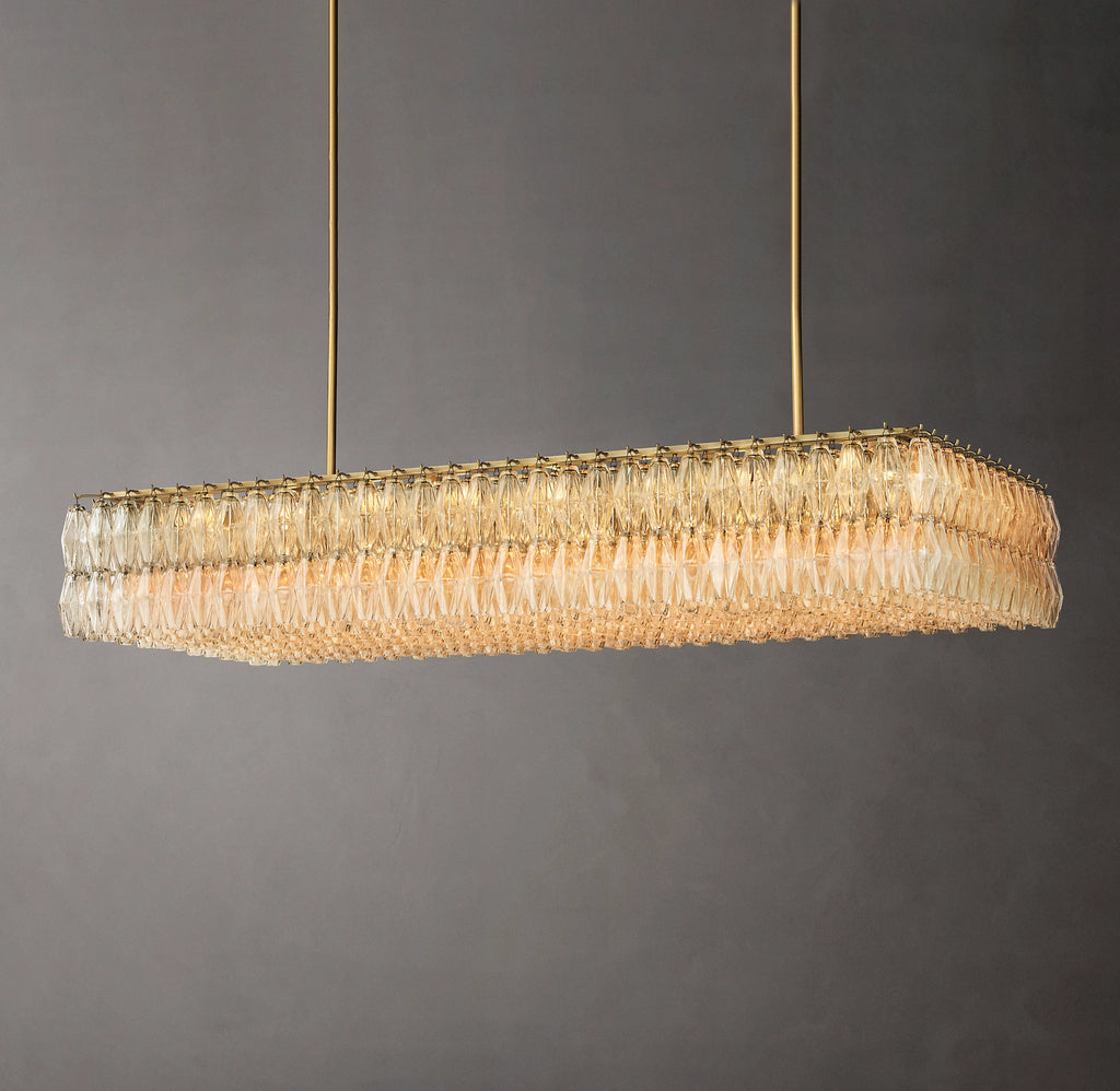 74 Inch Clear Murano Glass Rectangular Chandelier - Chiara