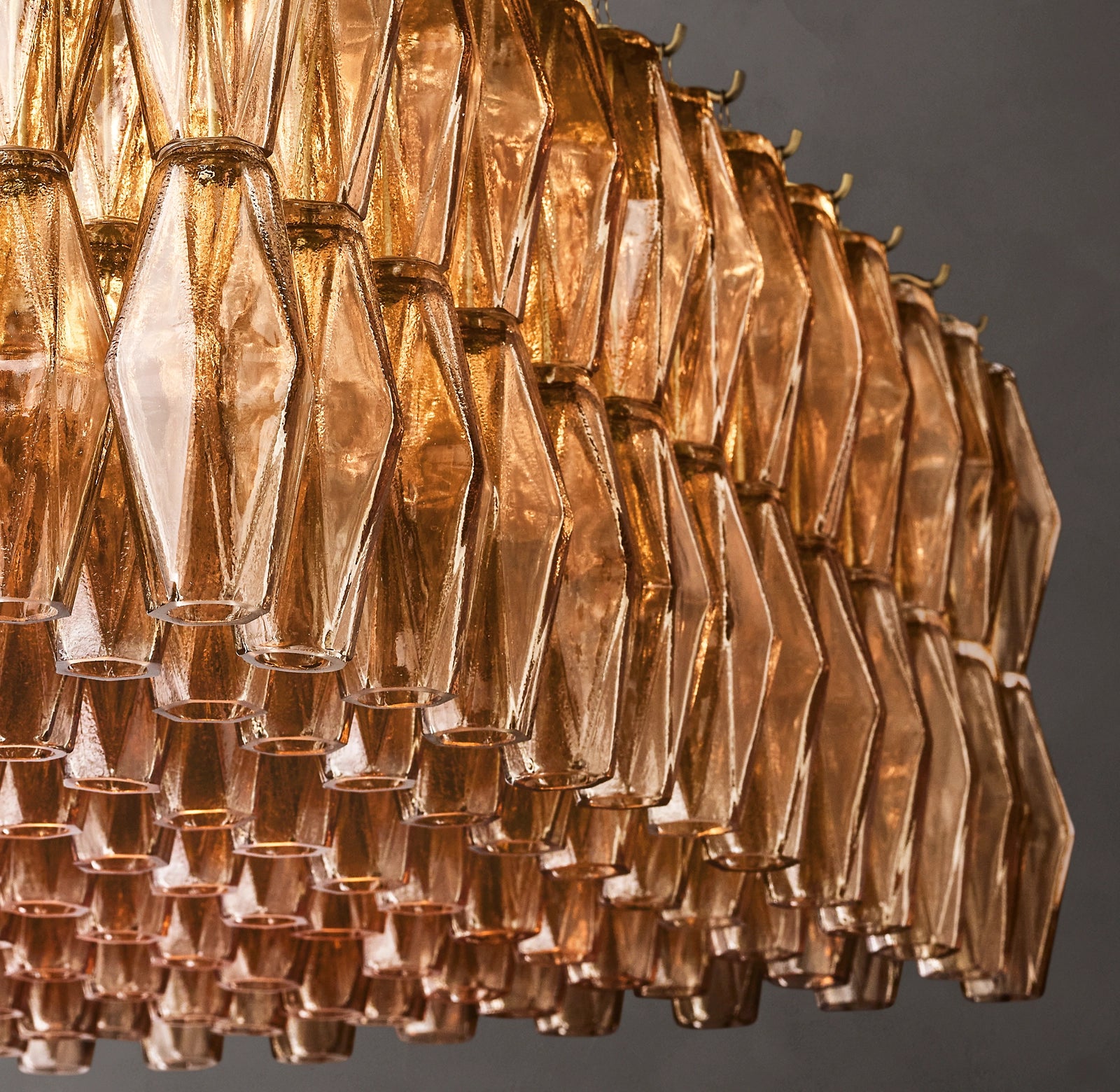 54 Inch Smoked Murano Glass Rectangular Chandelier - Chiara