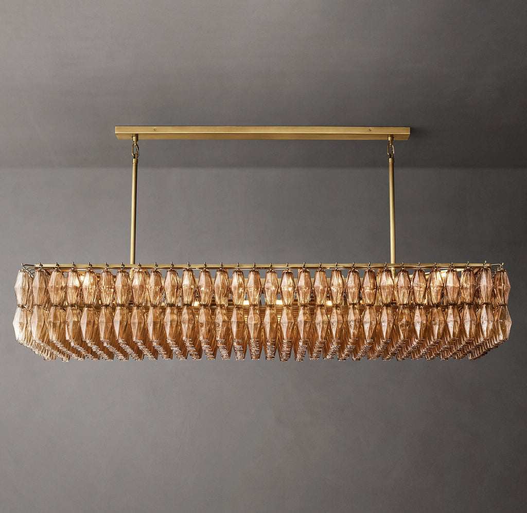 74 Inch Smoked Murano Glass Rectangular Chandelier - Chiara