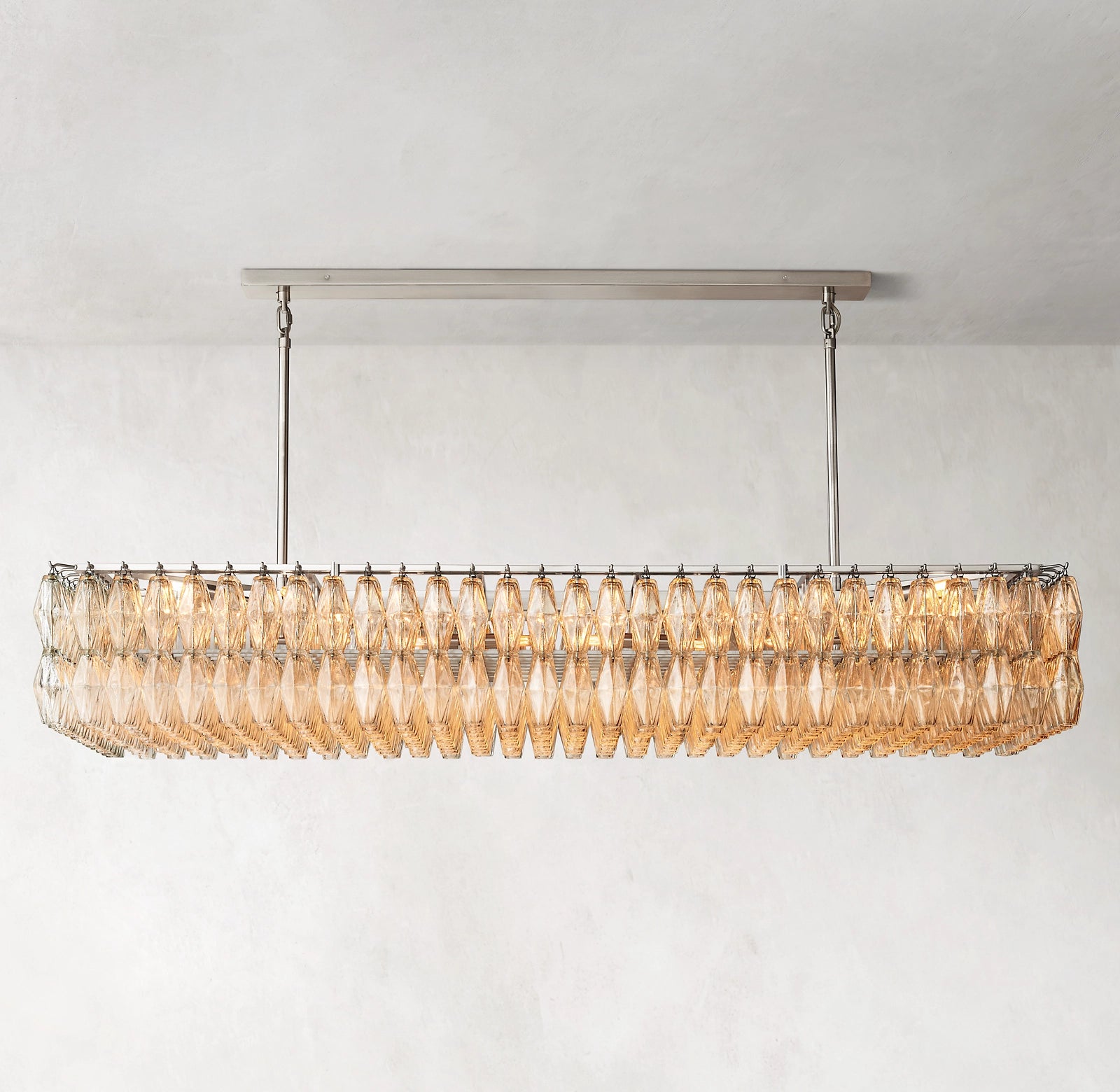 74 Inch Clear Murano Glass Rectangular Chandelier - Chiara