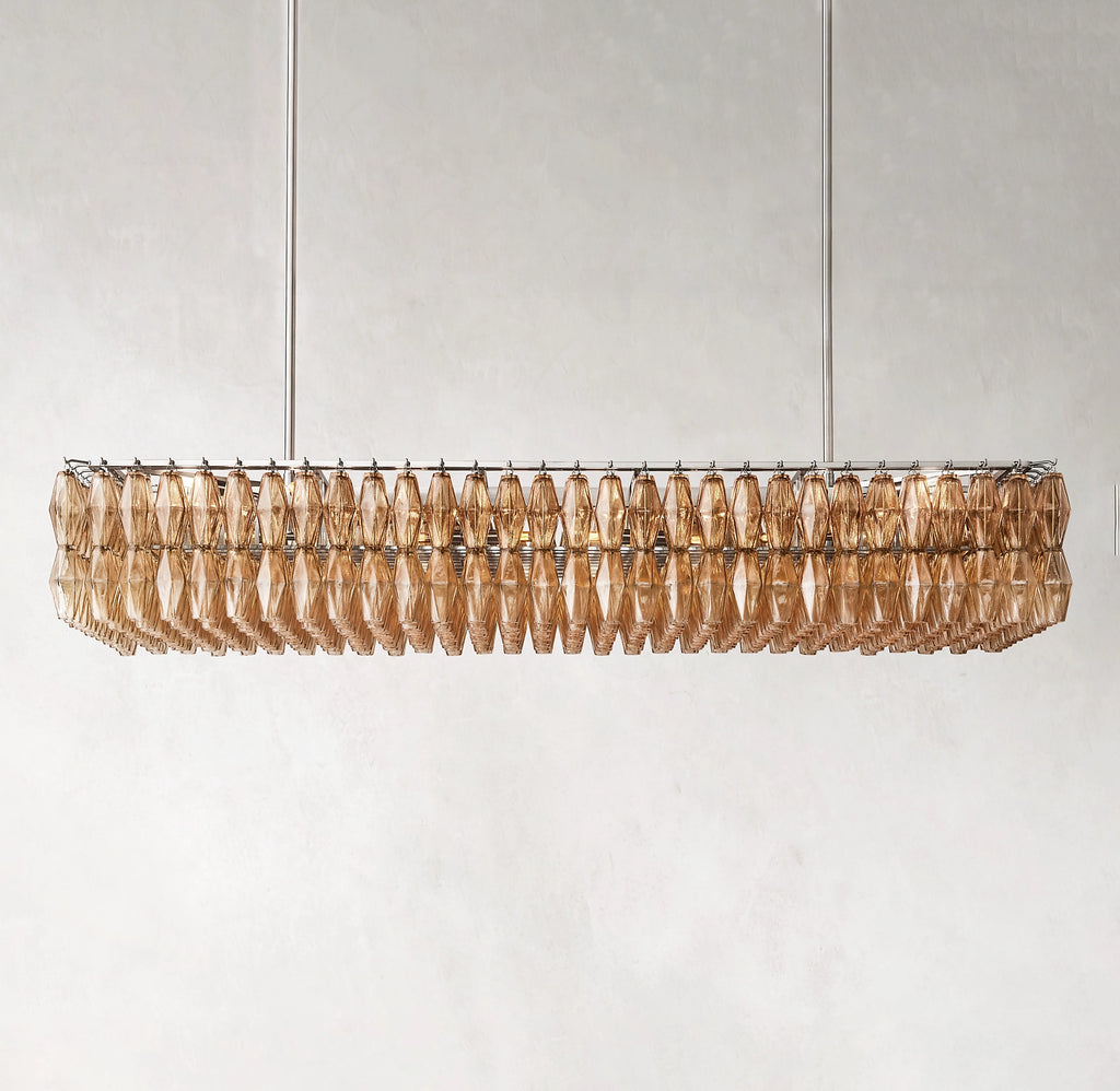 74 Inch Smoked Murano Glass Rectangular Chandelier - Chiara