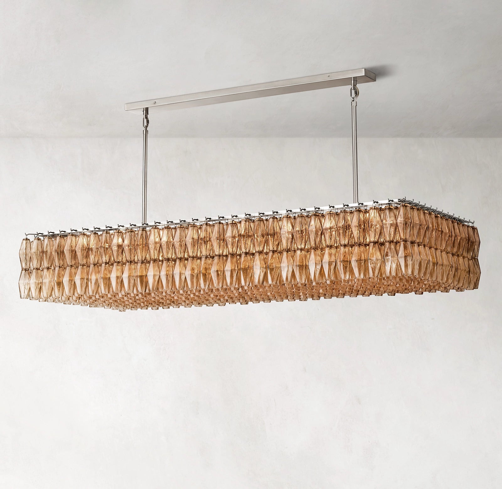 74 Inch Smoked Murano Glass Rectangular Chandelier - Chiara