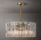 36 Inch Clear Hammered Glass Round Chandelier - Lattice