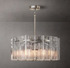 36 Inch Clear Hammered Glass Round Chandelier - Lattice