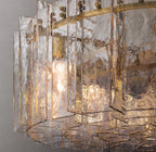 36 Inch Clear Hammered Glass Round Chandelier - Lattice
