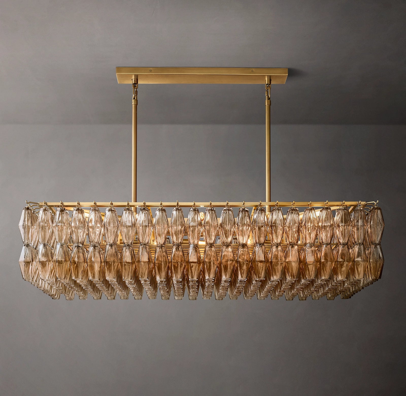 54 Inch Smoked Murano Glass Rectangular Chandelier - Chiara