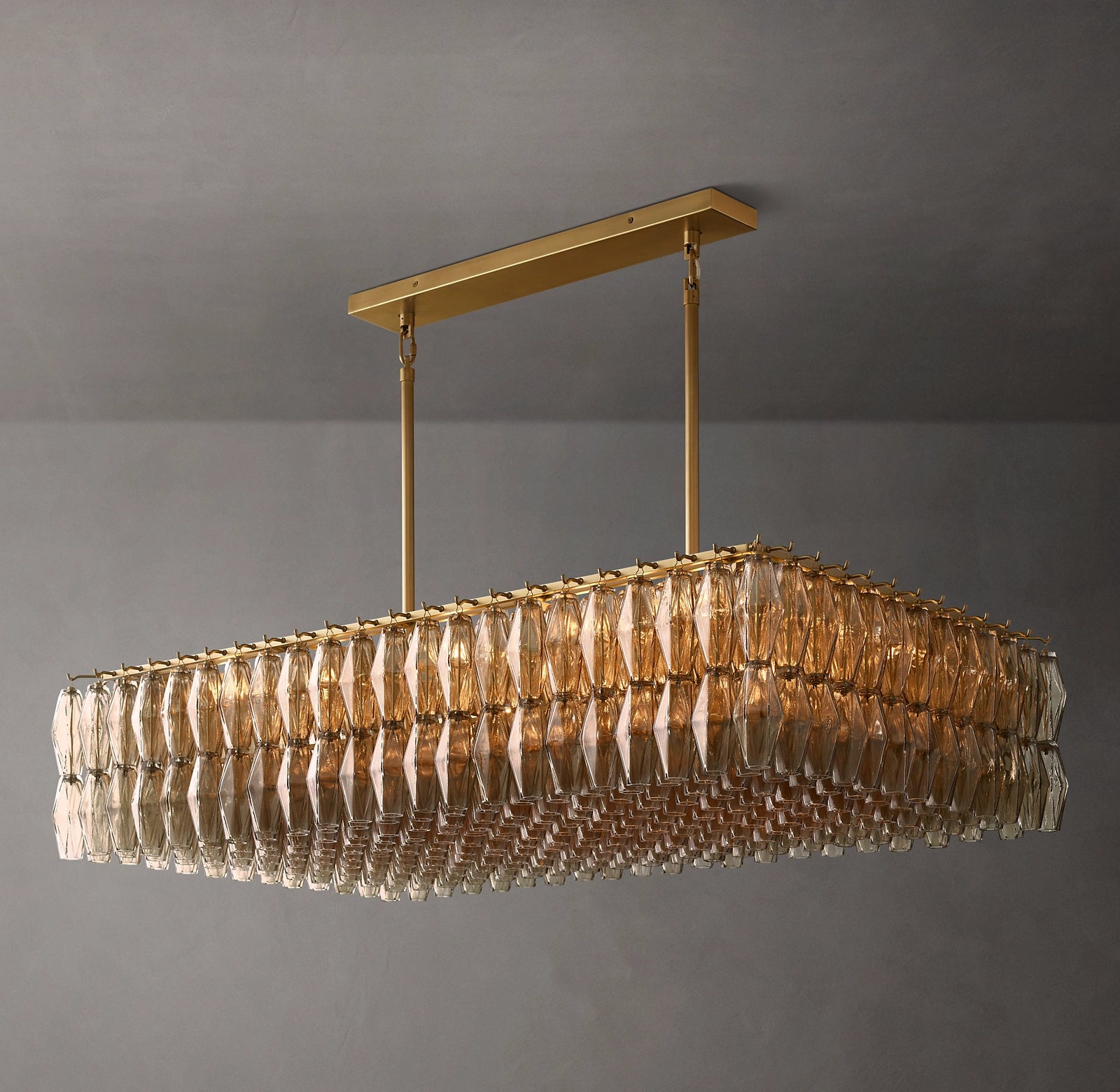 54 Inch Smoked Murano Glass Rectangular Chandelier - Chiara
