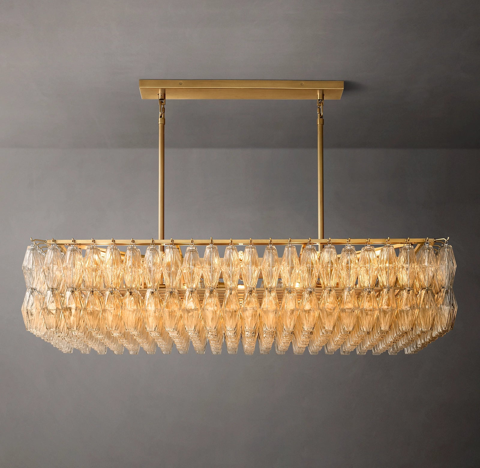 54 Inch Clear Murano Glass Rectangular Chandelier - Chiara
