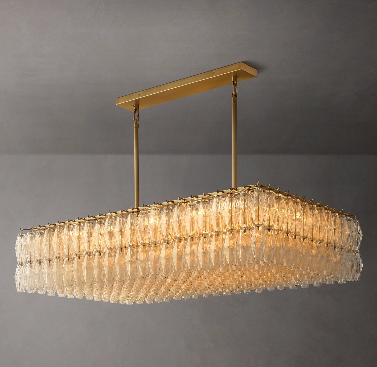 54 Inch Clear Murano Glass Rectangular Chandelier - Chiara