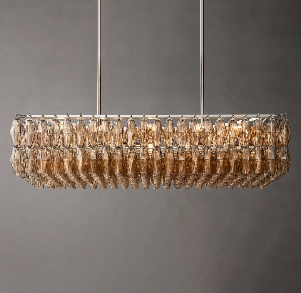 54 Inch Smoked Murano Glass Rectangular Chandelier - Chiara