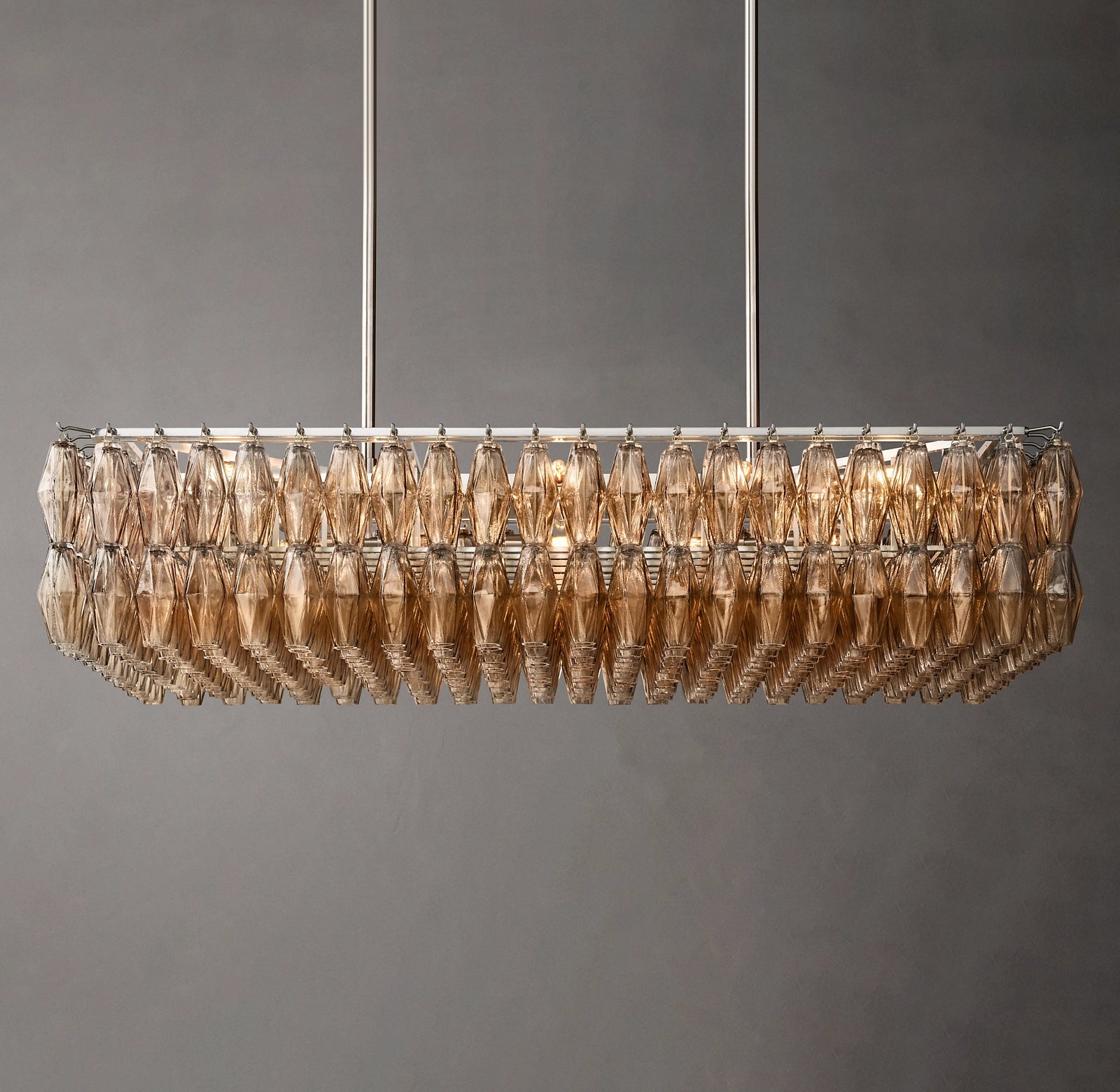 54 Inch Smoked Murano Glass Rectangular Chandelier - Chiara