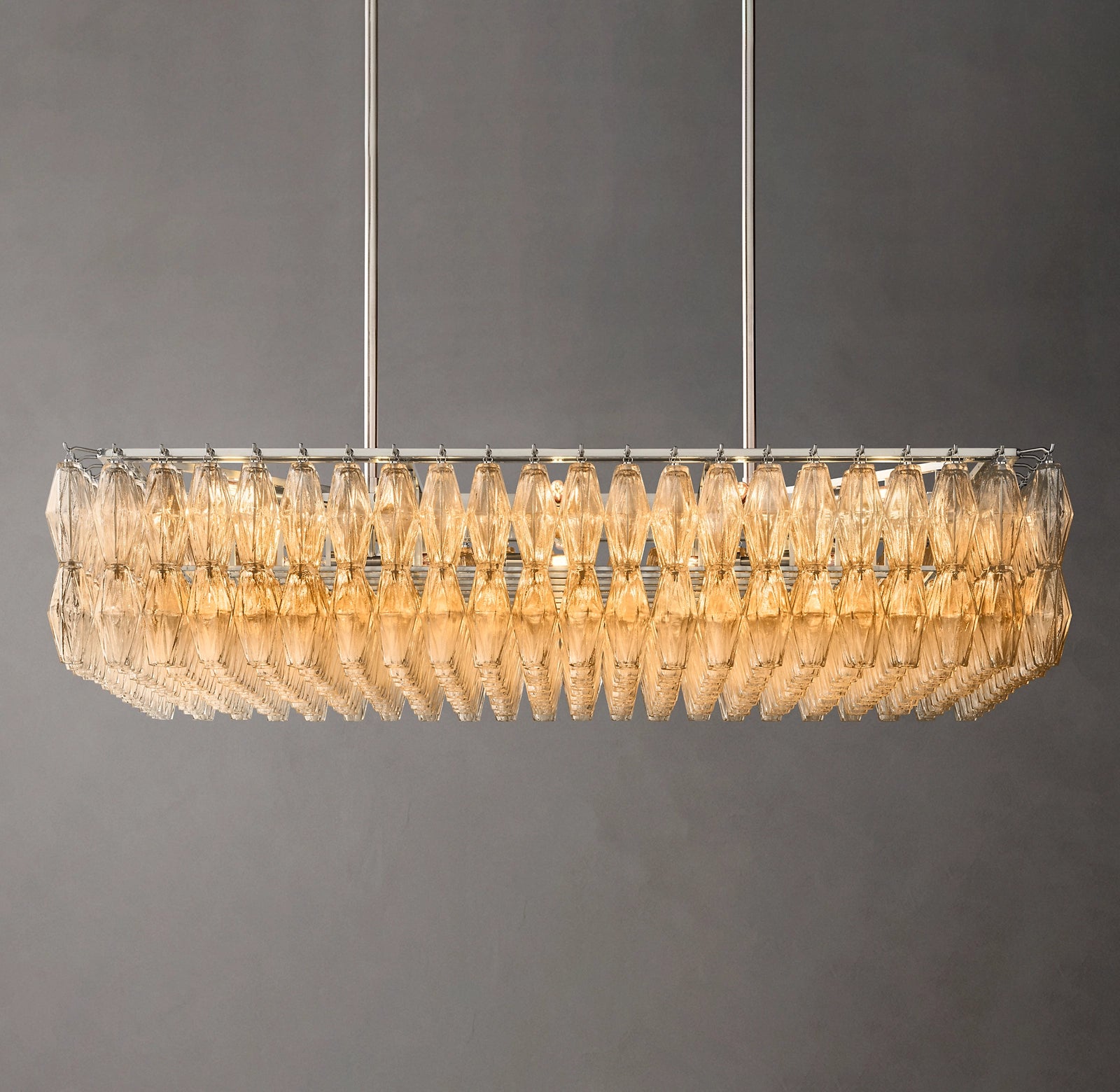 54 Inch Clear Murano Glass Rectangular Chandelier - Chiara