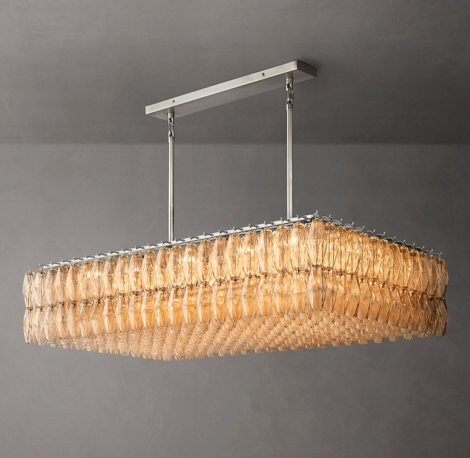 54 Inch Clear Murano Glass Rectangular Chandelier - Chiara