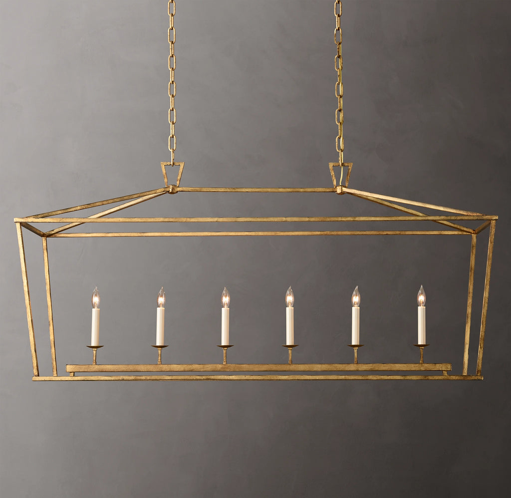 54 Inch Candelabra Rectangular Lantern Chandelier – Openwork