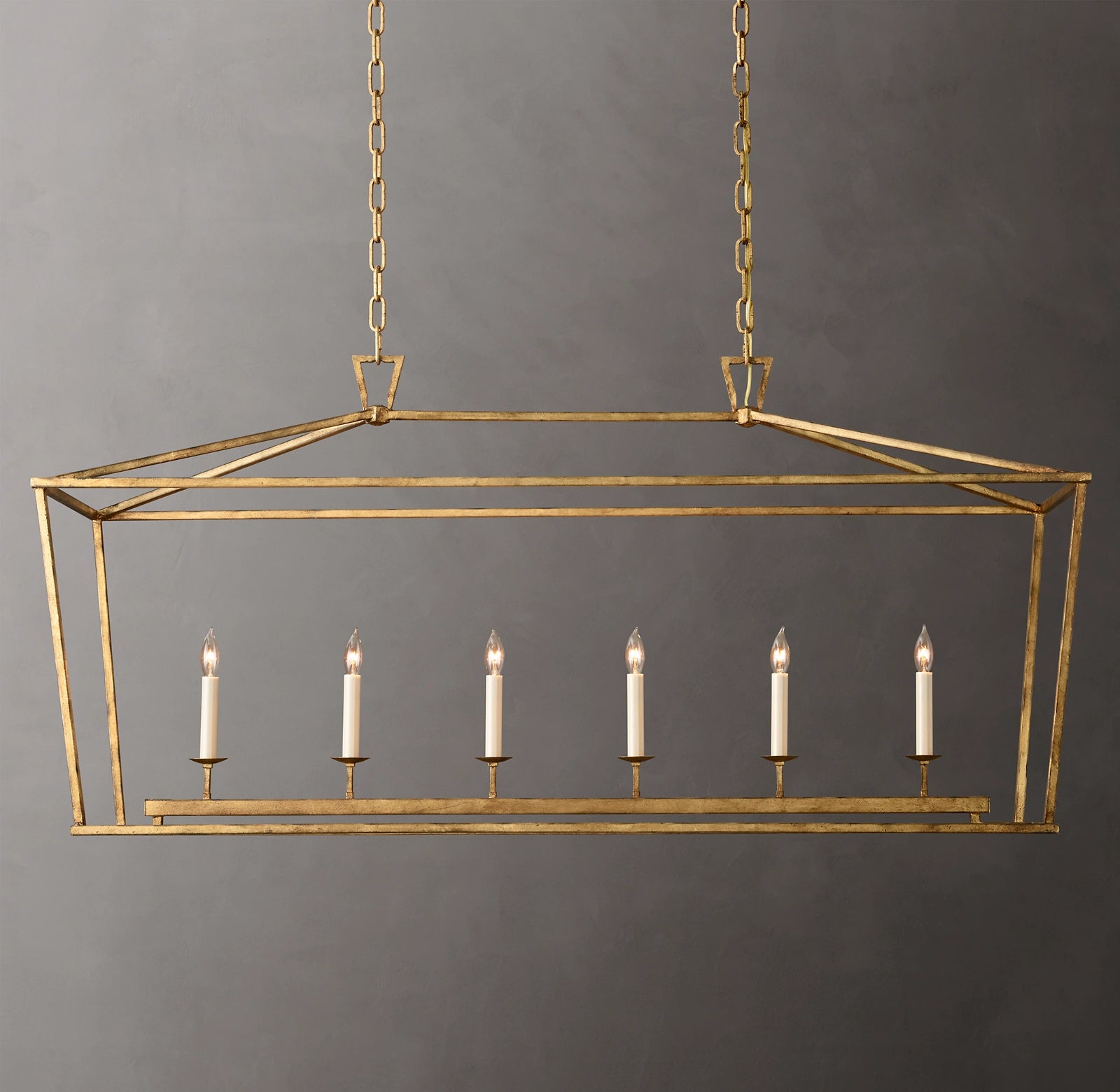 54 Inch Candelabra Rectangular Lantern Chandelier – Openwork