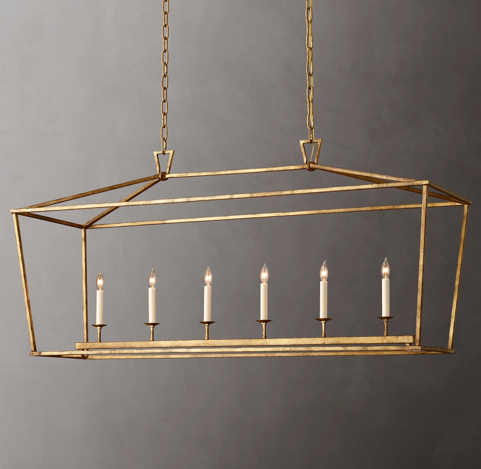 54 Inch Candelabra Rectangular Lantern Chandelier – Openwork