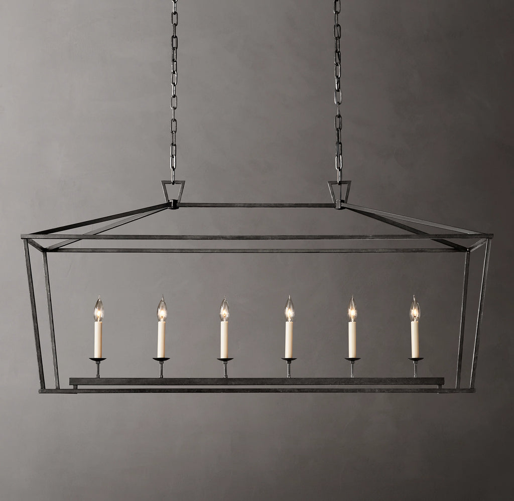54 Inch Candelabra Rectangular Lantern Chandelier – Openwork