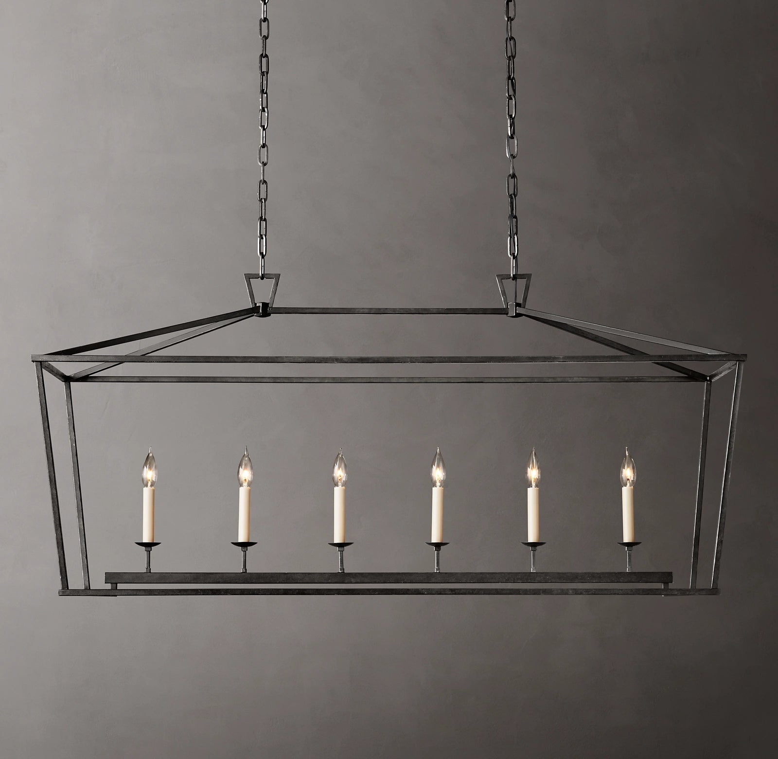 54 Inch Candelabra Rectangular Lantern Chandelier – Openwork
